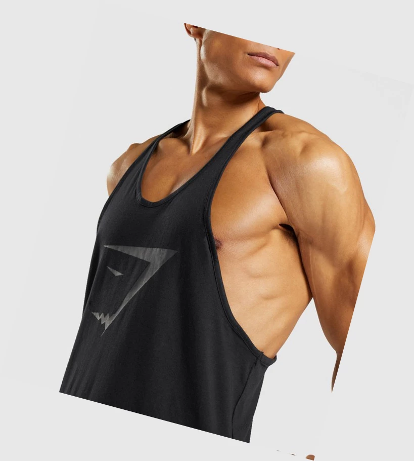 Gymshark Sharkhead Infill Miesten Hihaton Paita Mustat | FONWTZ532