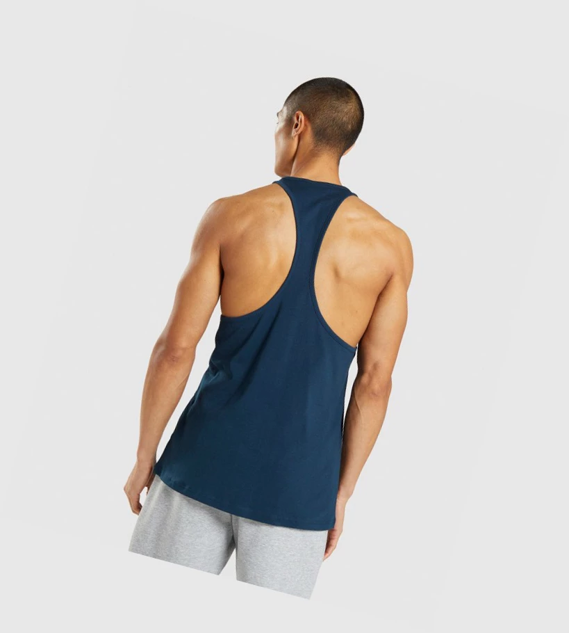 Gymshark Sharkhead Infill Miesten Hihaton Paita Laivastonsininen | TRXZMK091