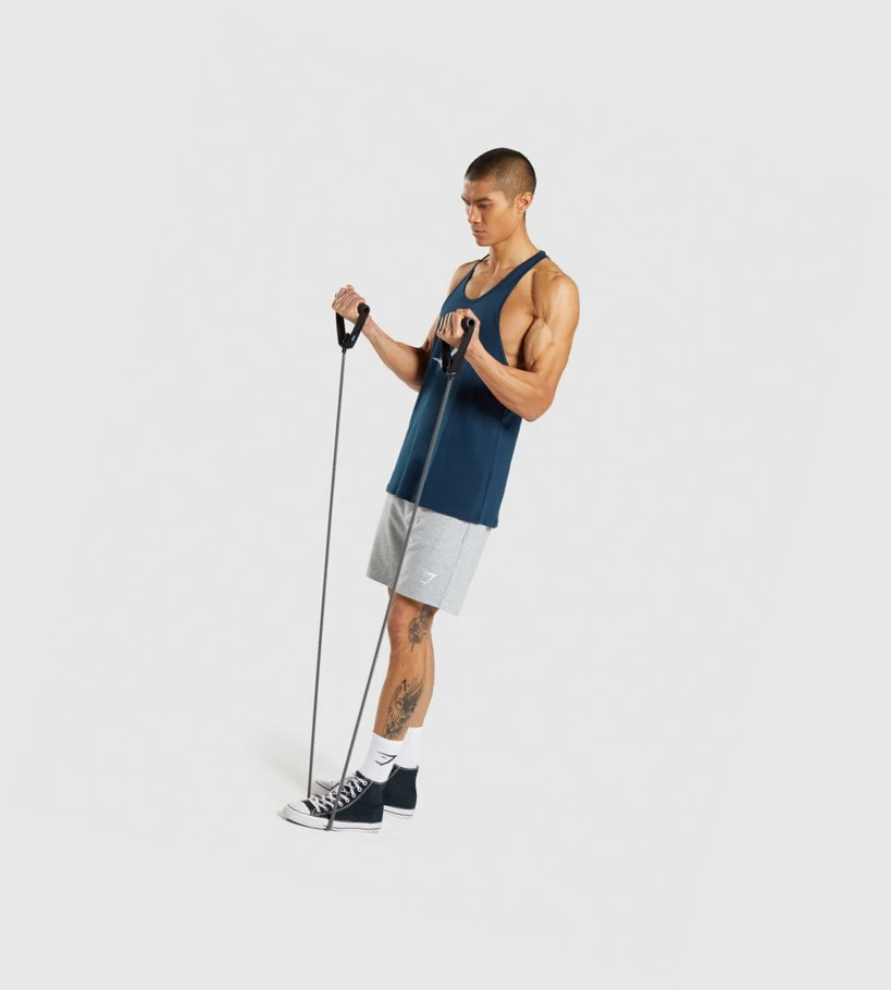 Gymshark Sharkhead Infill Miesten Hihaton Paita Laivastonsininen | TRXZMK091