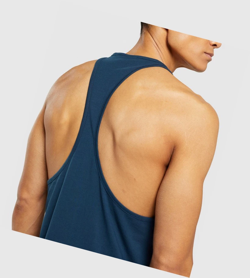 Gymshark Sharkhead Infill Miesten Hihaton Paita Laivastonsininen | TRXZMK091