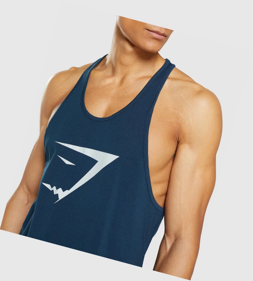 Gymshark Sharkhead Infill Miesten Hihaton Paita Laivastonsininen | TRXZMK091