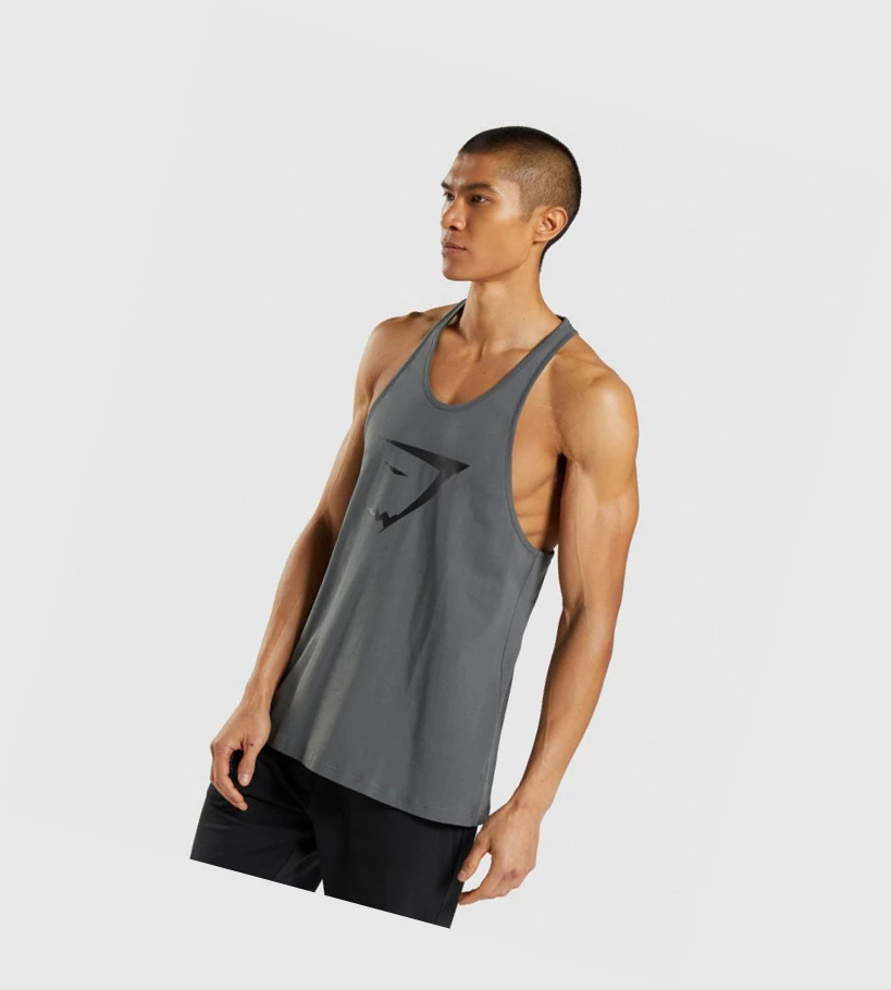 Gymshark Sharkhead Infill Miesten Hihaton Paita Harmaat | YLEGUV561
