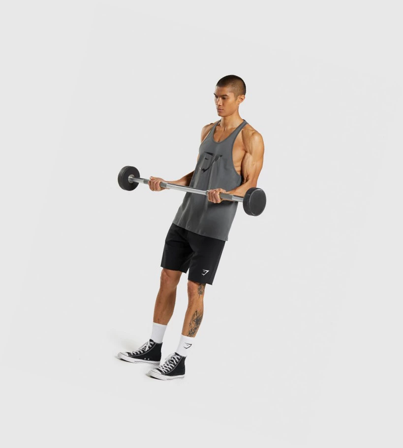 Gymshark Sharkhead Infill Miesten Hihaton Paita Harmaat | YLEGUV561