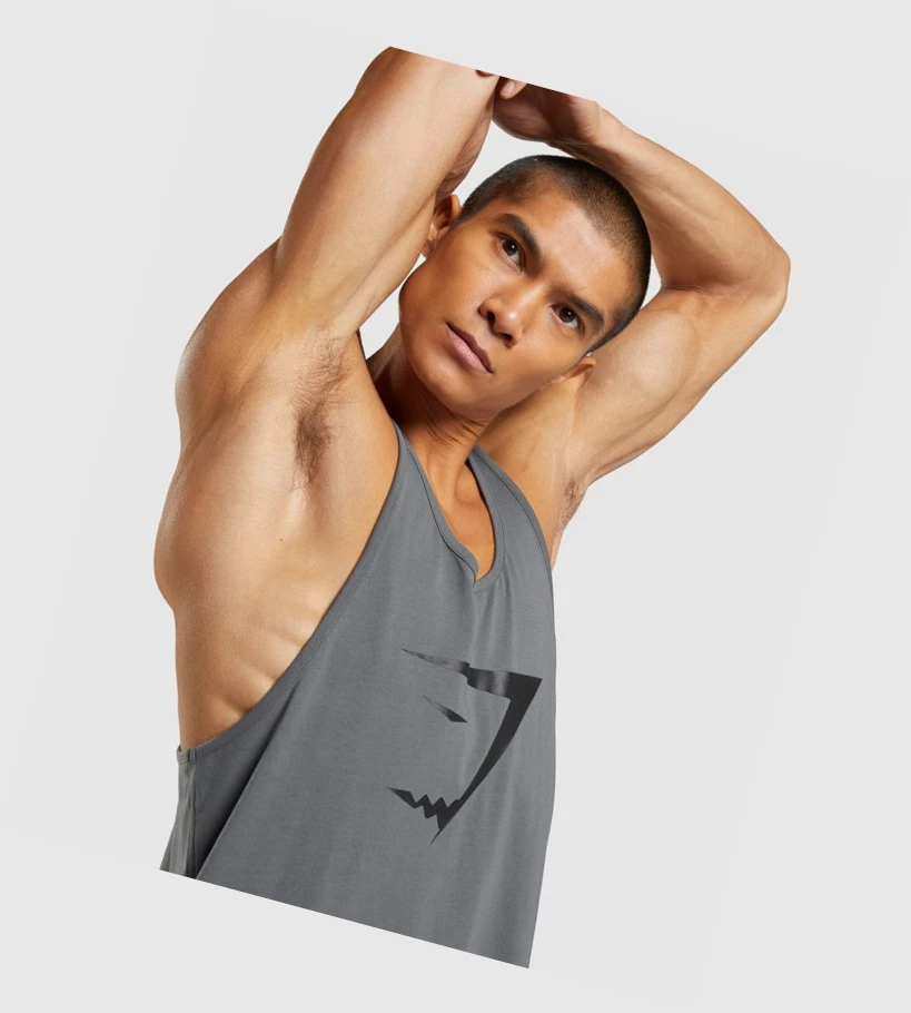 Gymshark Sharkhead Infill Miesten Hihaton Paita Harmaat | YLEGUV561
