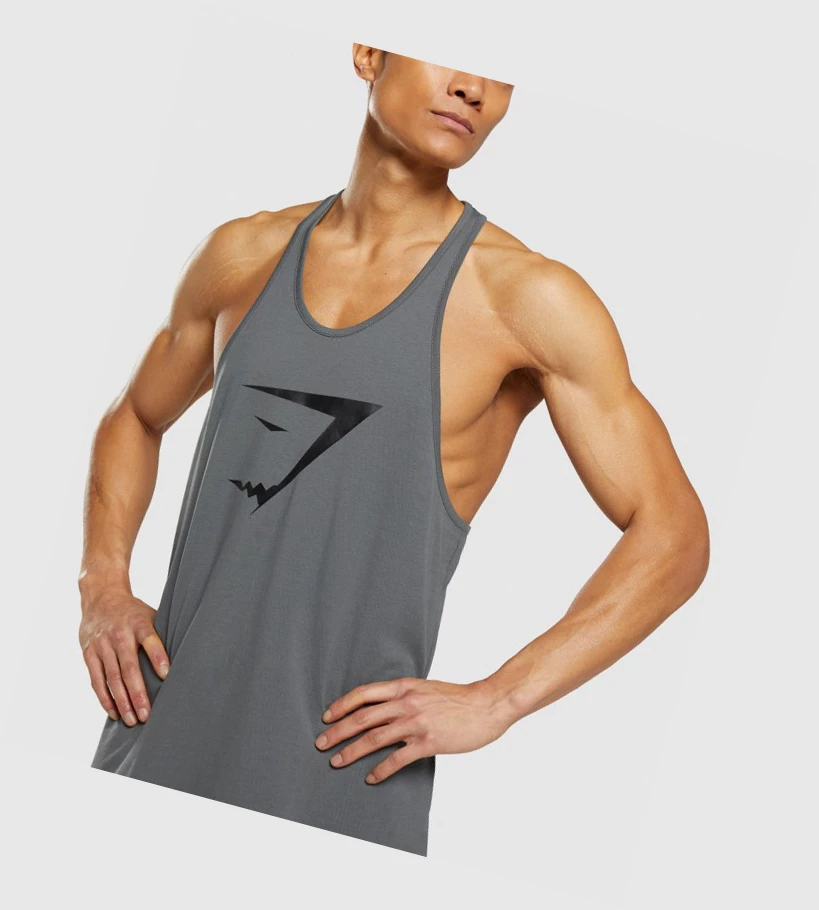 Gymshark Sharkhead Infill Miesten Hihaton Paita Harmaat | YLEGUV561