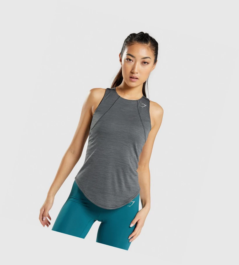 Gymshark Speed Naisten Hihaton Paita Mustat Harmaat | KEGOPX894