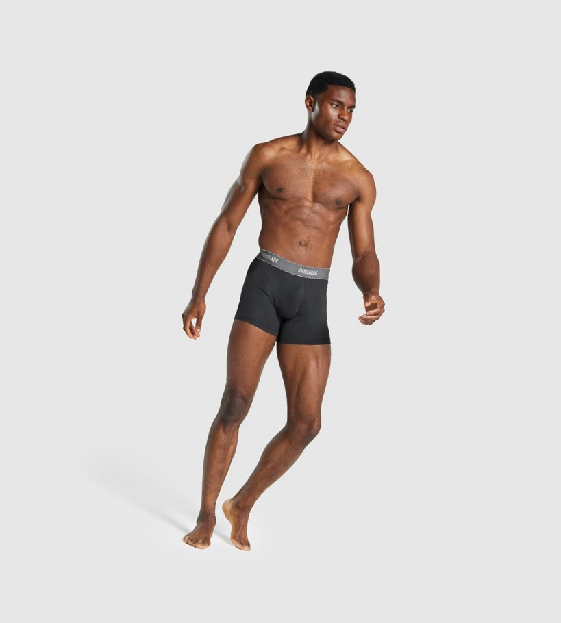 Gymshark Sports Tech Boxers 2pk Miesten Alusvaatteet Mustat | ZVNESC504