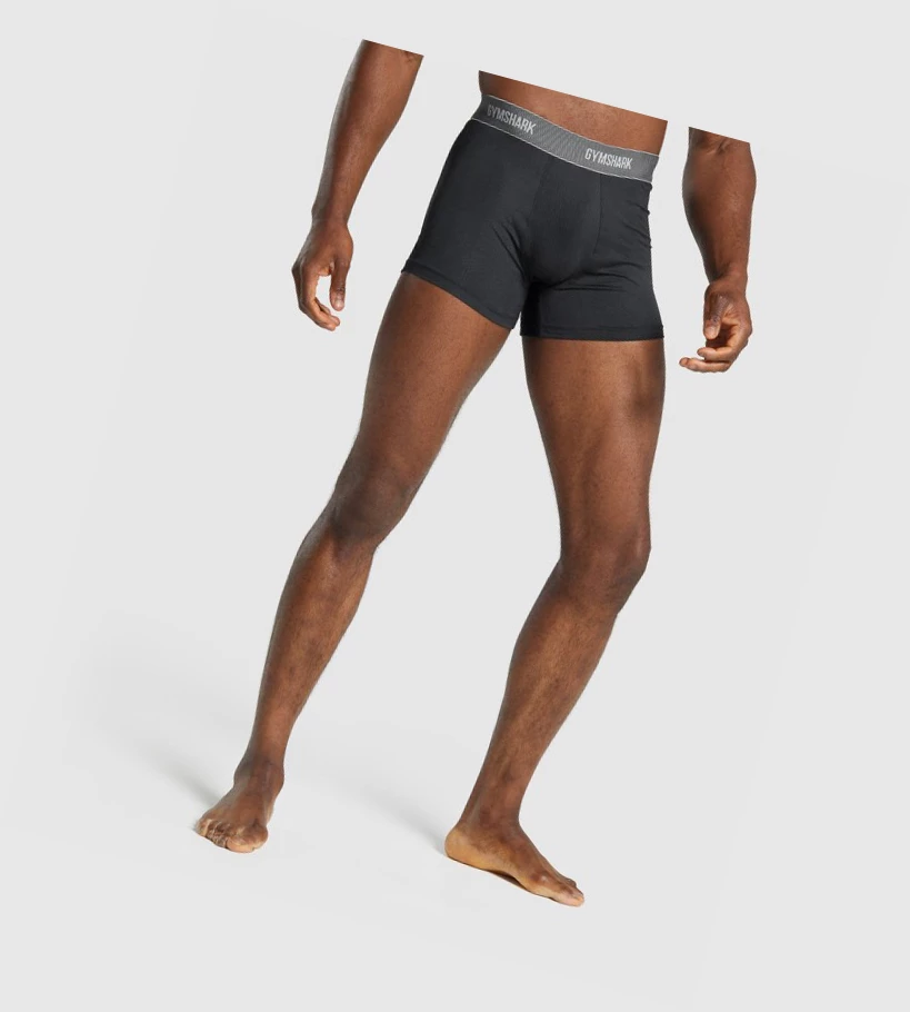Gymshark Sports Tech Boxers 2pk Miesten Alusvaatteet Mustat | ZVNESC504