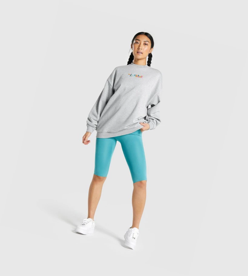 Gymshark Sundae Graafinen Oversized Sweatshirt Naisten Vaatteet Vaaleanharmaat | YTIKLE046