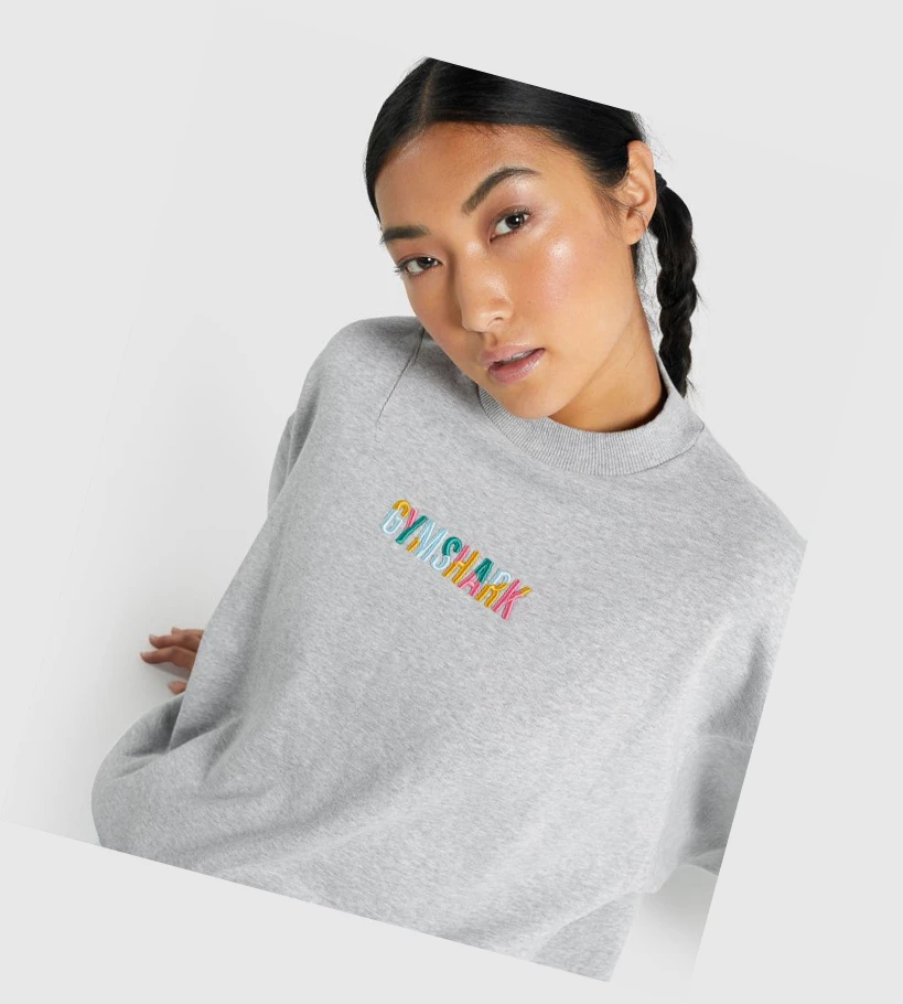 Gymshark Sundae Graafinen Oversized Sweatshirt Naisten Vaatteet Vaaleanharmaat | YTIKLE046
