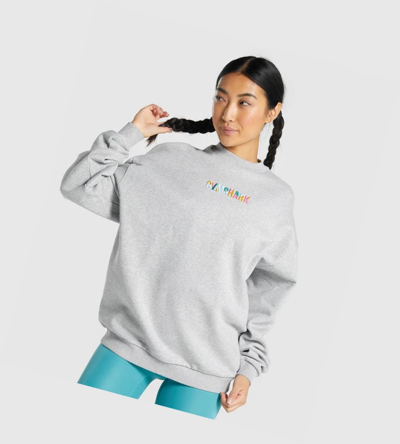 Gymshark Sundae Graafinen Oversized Sweatshirt Naisten Vaatteet Vaaleanharmaat | YTIKLE046