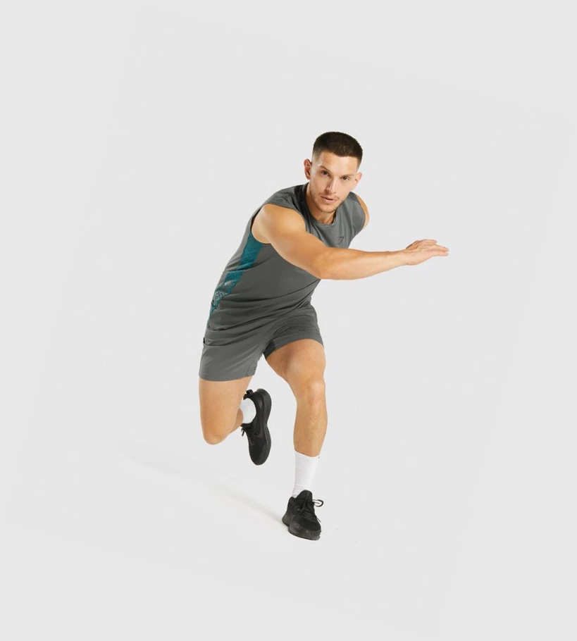 Gymshark Urheilu Miesten Hihaton Paita Harmaat | HBVRNT320