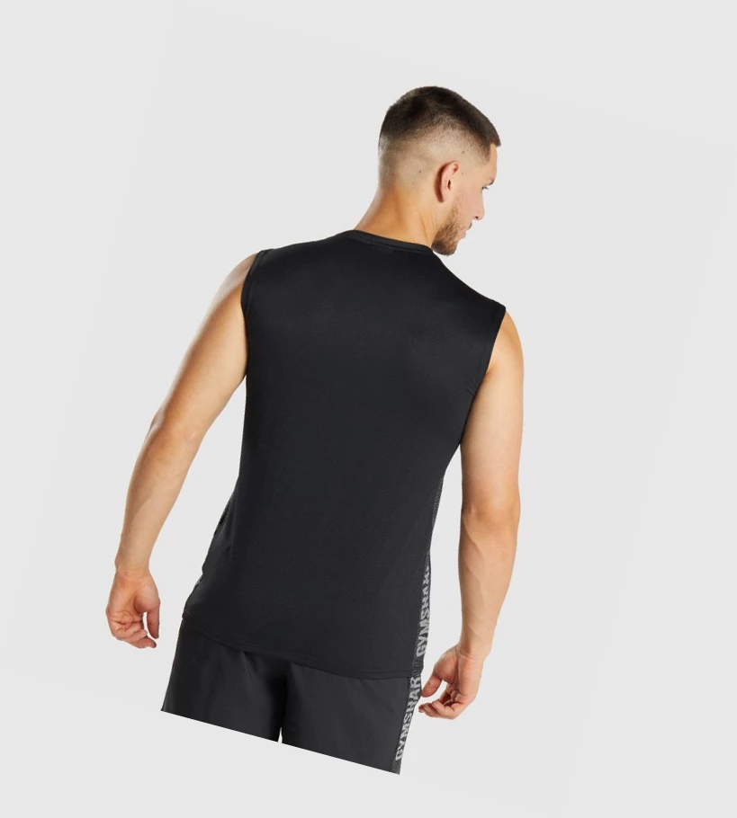 Gymshark Urheilu Miesten Hihaton Paita Mustat | DUEKZG390