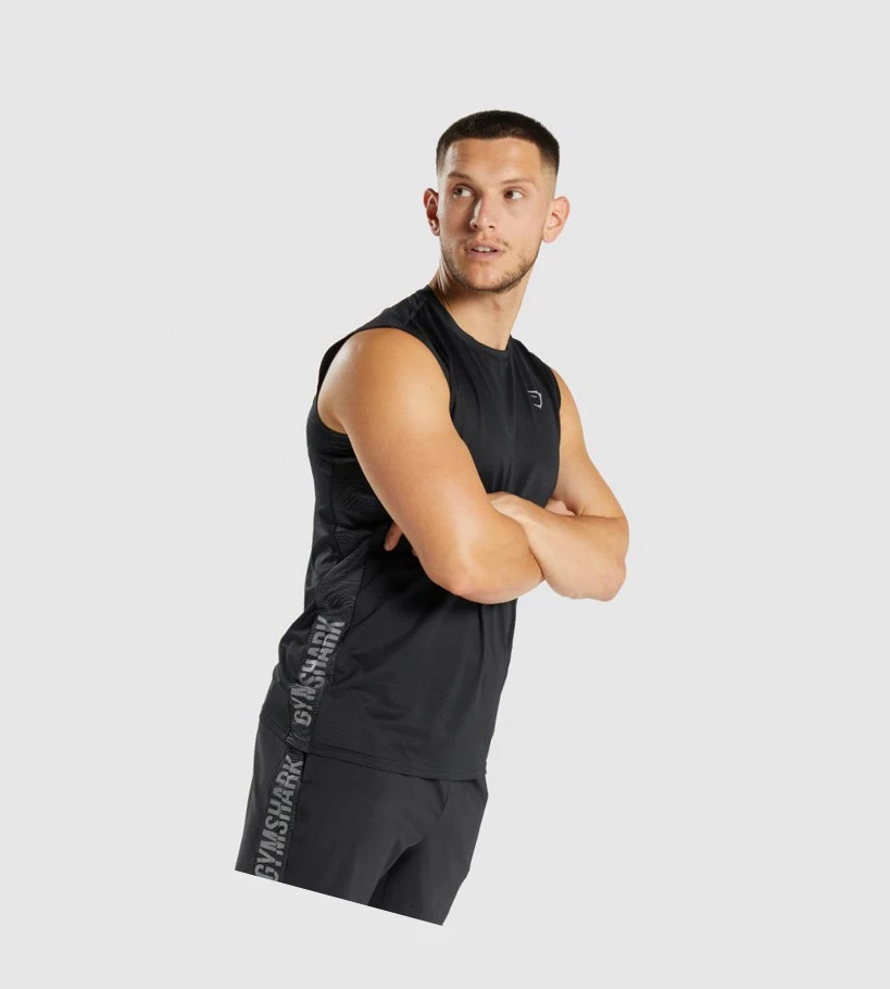 Gymshark Urheilu Miesten Hihaton Paita Mustat | DUEKZG390