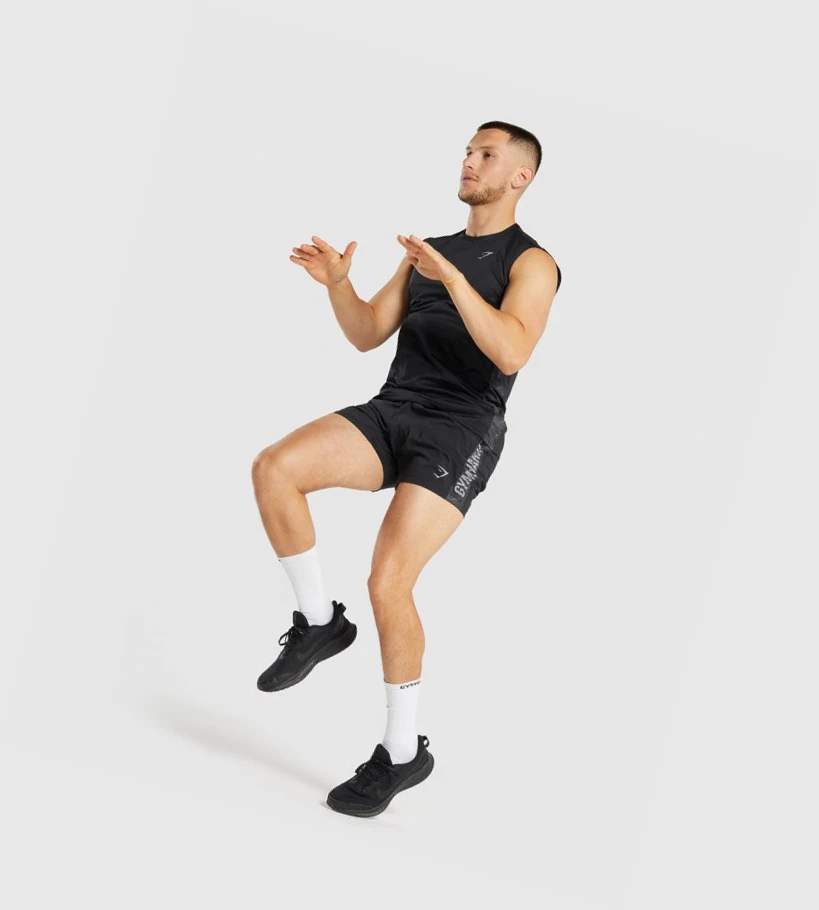 Gymshark Urheilu Miesten Hihaton Paita Mustat | DUEKZG390