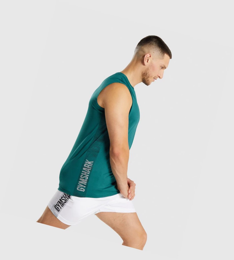 Gymshark Urheilu Miesten Hihaton Paita Turkoosi | GYSDCN659