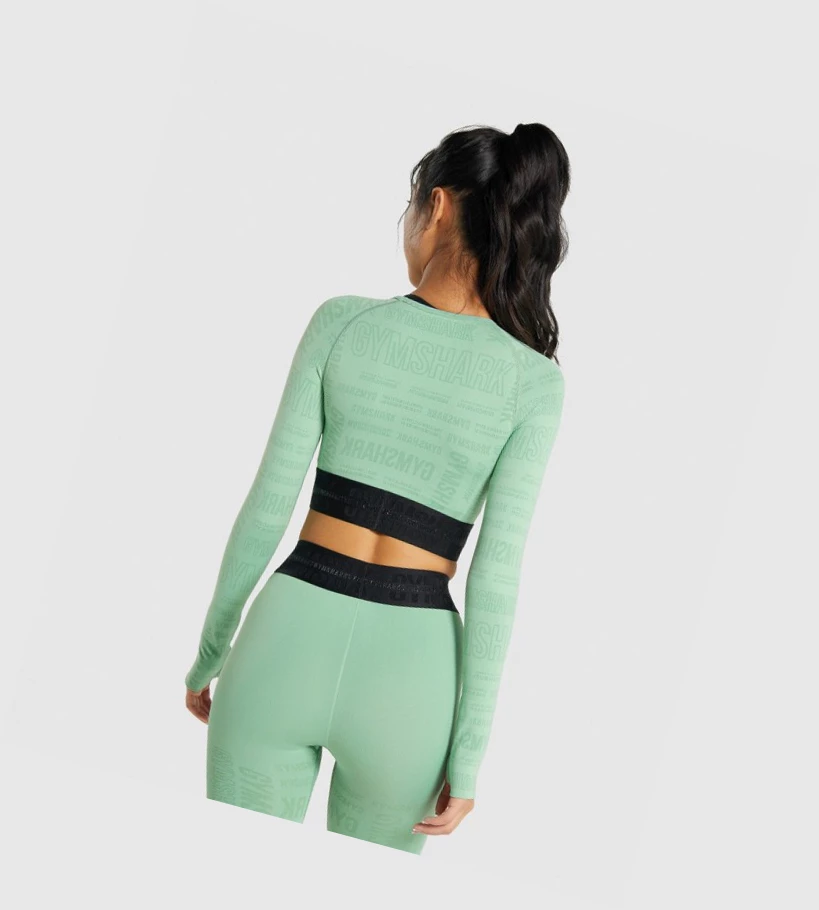 Gymshark Vision Crop Top Naisten Puserot Vihreä | QHEYPS504
