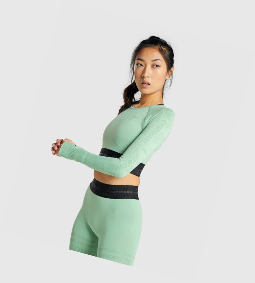 Gymshark Vision Crop Top Naisten Puserot Vihreä | QHEYPS504