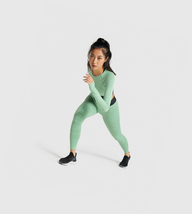 Gymshark Vision Crop Top Naisten Puserot Vihreä | QHEYPS504