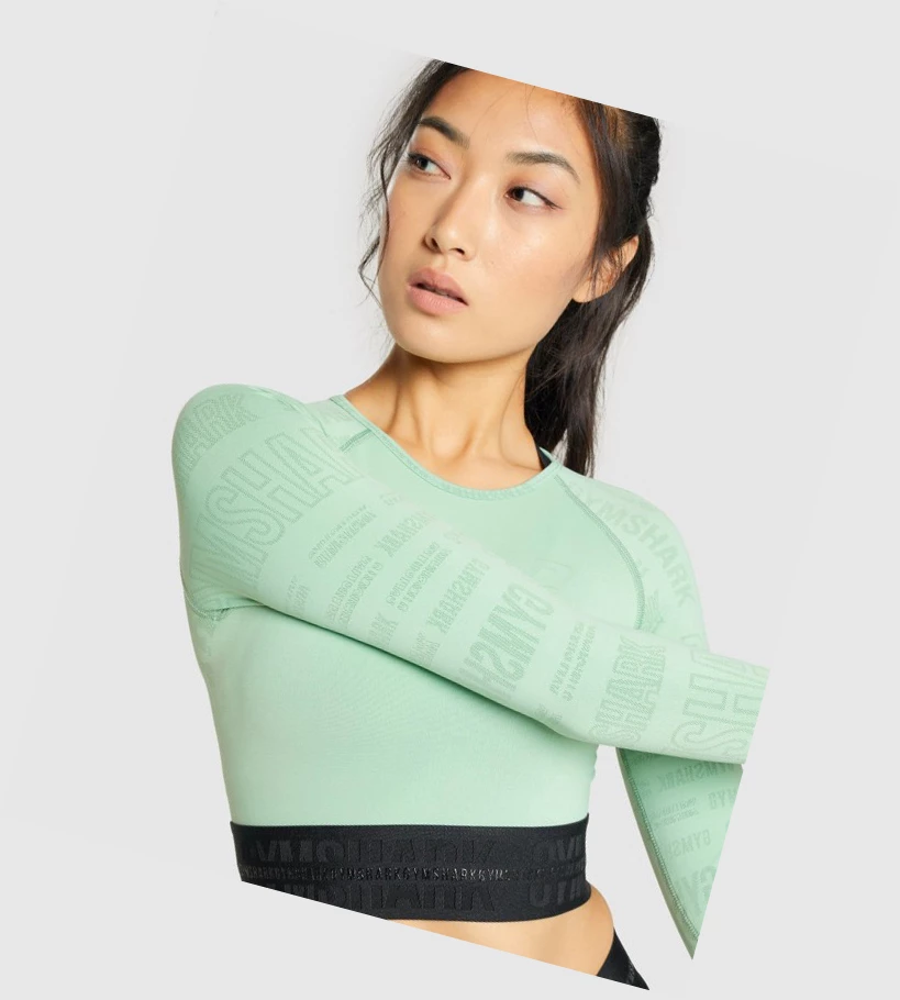 Gymshark Vision Crop Top Naisten Puserot Vihreä | QHEYPS504