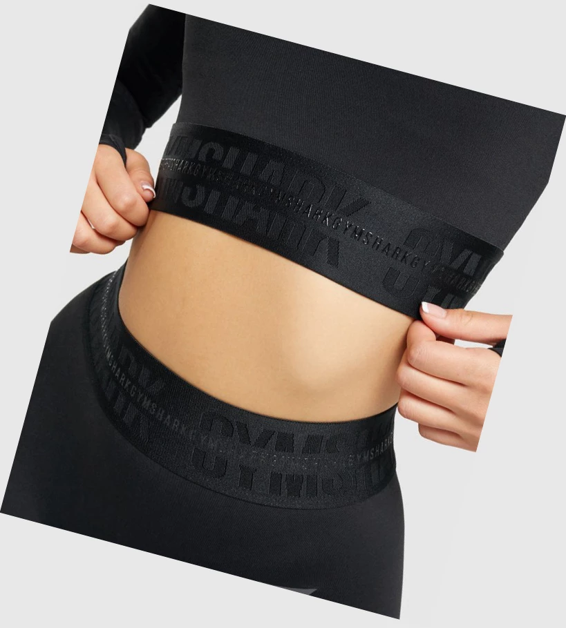 Gymshark Vision Crop Top Naisten Puserot Mustat | XRMFEC842