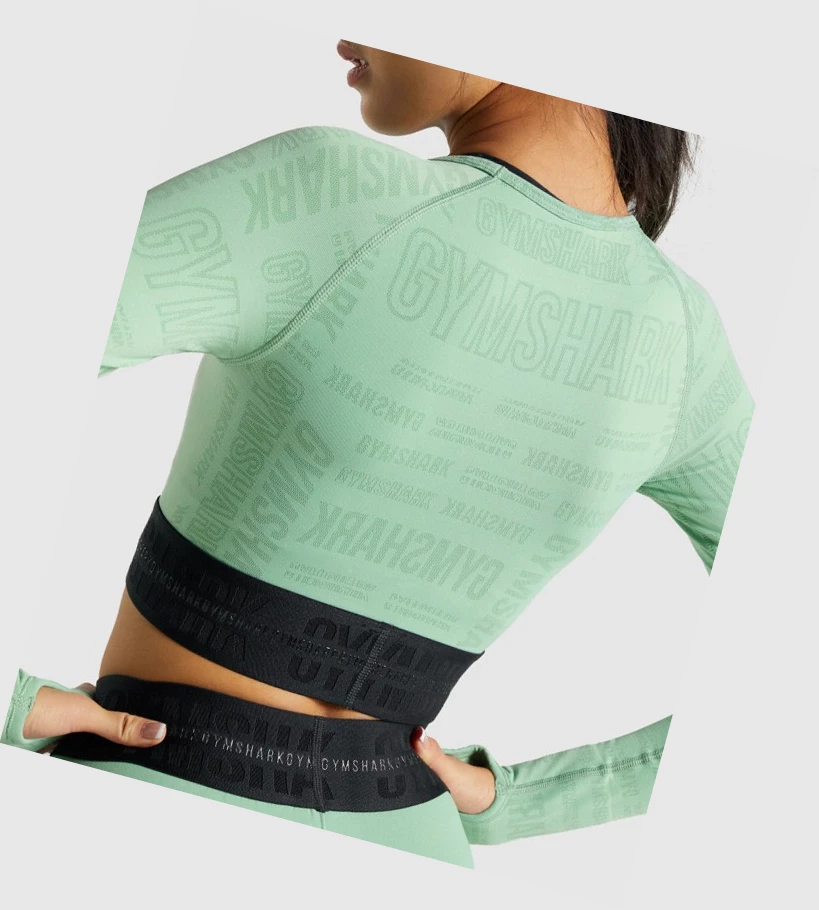 Gymshark Vision Crop Top Naisten T Paidat Vihreä | ESLDQX380