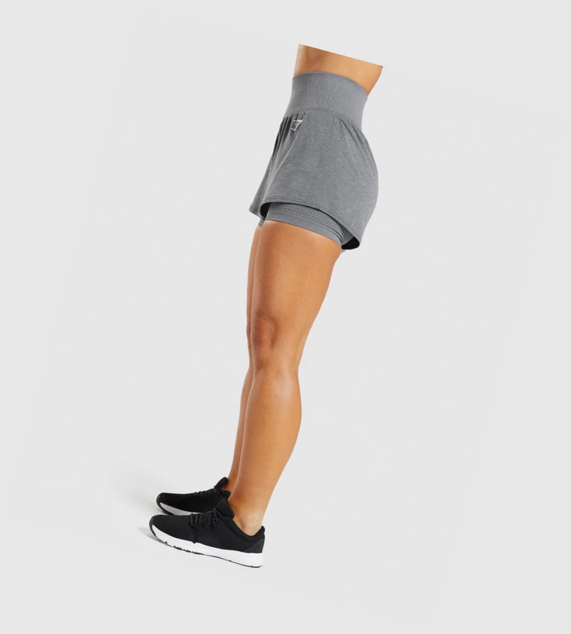 Gymshark Vital Seamless 2.0 2-in-1 Naisten Shortsit Harmaat | BZWULJ187