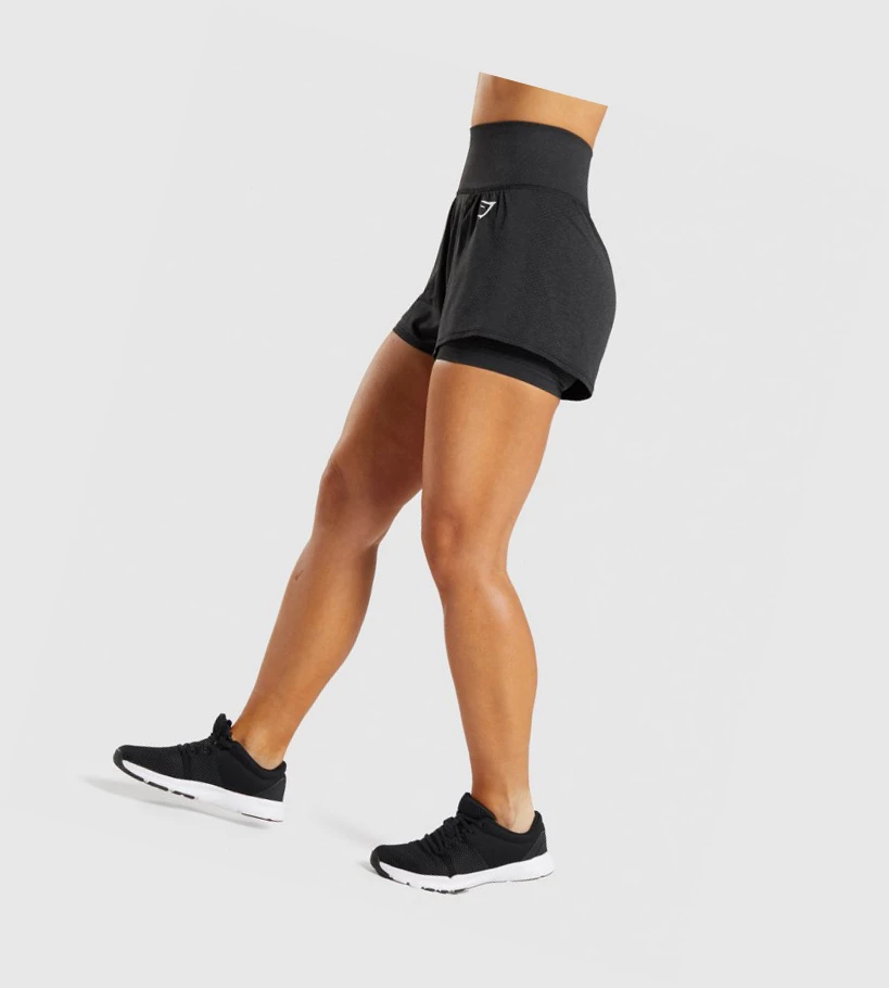 Gymshark Vital Seamless 2.0 2-in-1 Naisten Shortsit Mustat | LOGHTS752