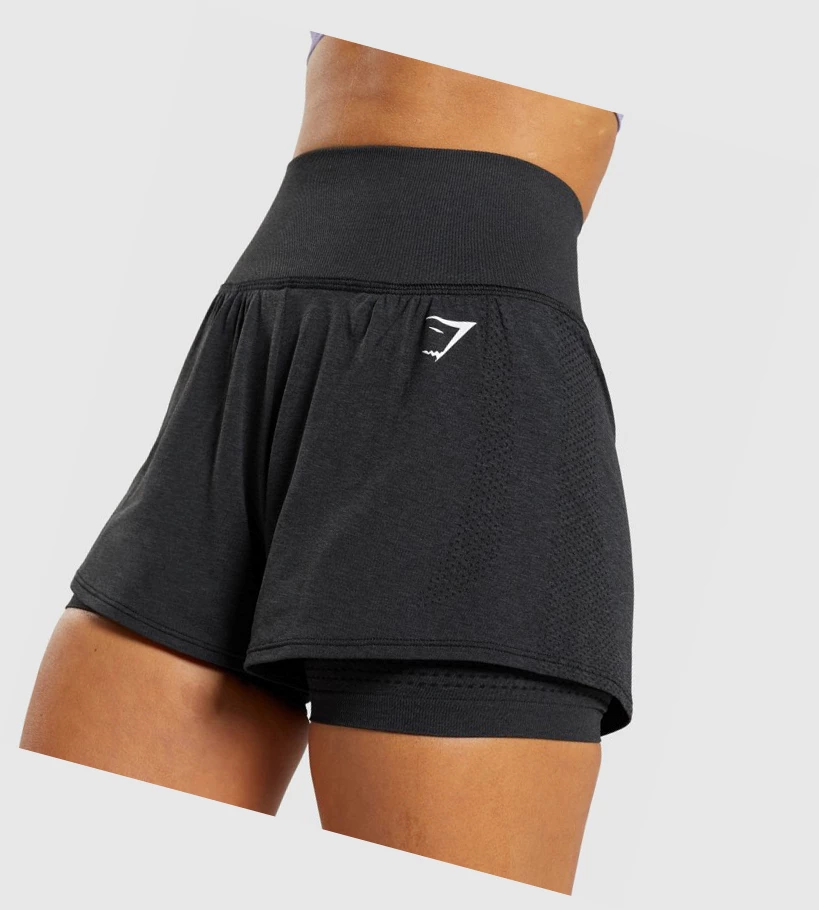 Gymshark Vital Seamless 2.0 2-in-1 Naisten Shortsit Mustat | LOGHTS752