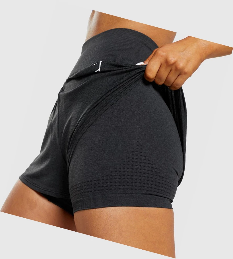 Gymshark Vital Seamless 2.0 2-in-1 Naisten Shortsit Mustat | LOGHTS752