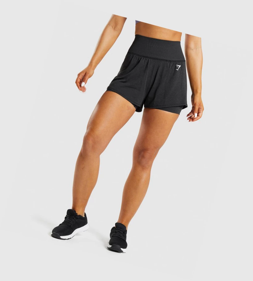 Gymshark Vital Seamless 2.0 2-in-1 Naisten Shortsit Mustat | LOGHTS752