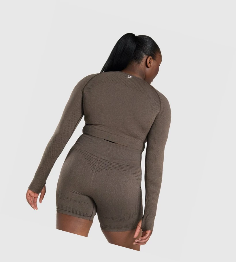 Gymshark Vital Seamless 2.0 Crop Top Naisten Puserot Ruskea | AXTHQU234