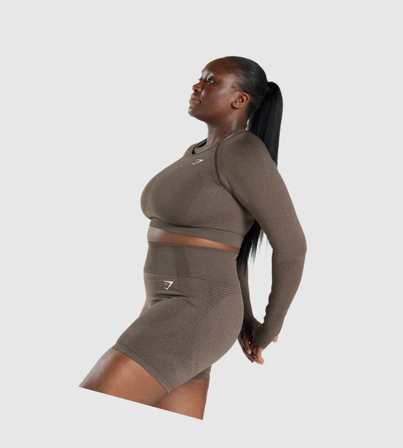 Gymshark Vital Seamless 2.0 Crop Top Naisten Puserot Ruskea | AXTHQU234