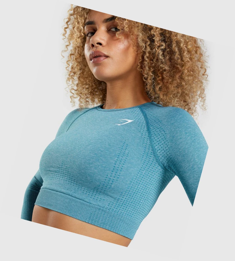 Gymshark Vital Seamless 2.0 Crop Top Naisten Puserot Turkoosi | KELRTJ078