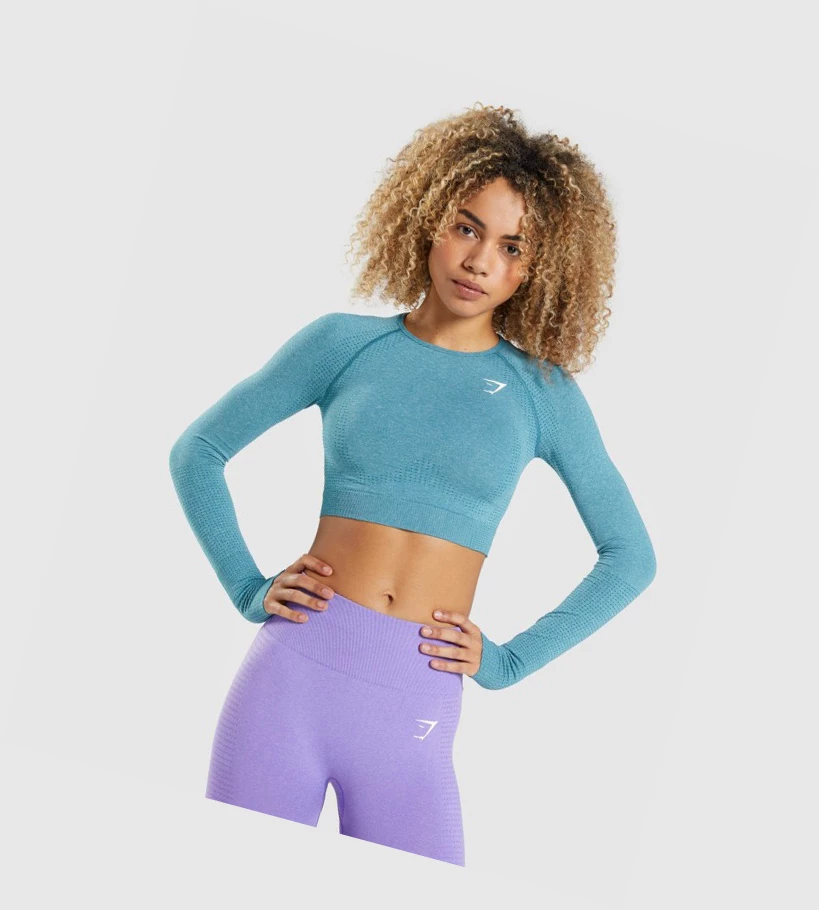 Gymshark Vital Seamless 2.0 Crop Top Naisten Puserot Turkoosi | KELRTJ078