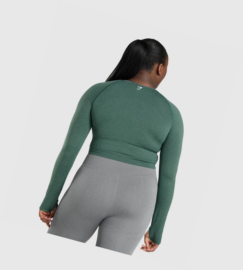 Gymshark Vital Seamless 2.0 Crop Top Naisten Puserot Tummanvihreä | OUVAIL823