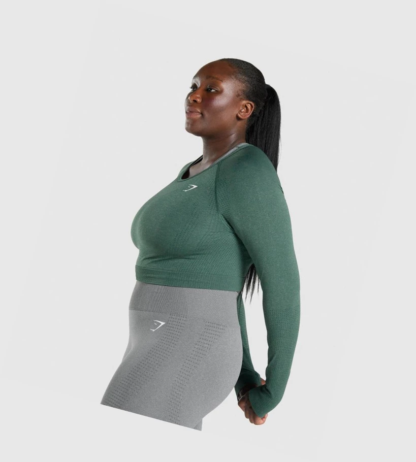 Gymshark Vital Seamless 2.0 Crop Top Naisten Puserot Tummanvihreä | OUVAIL823