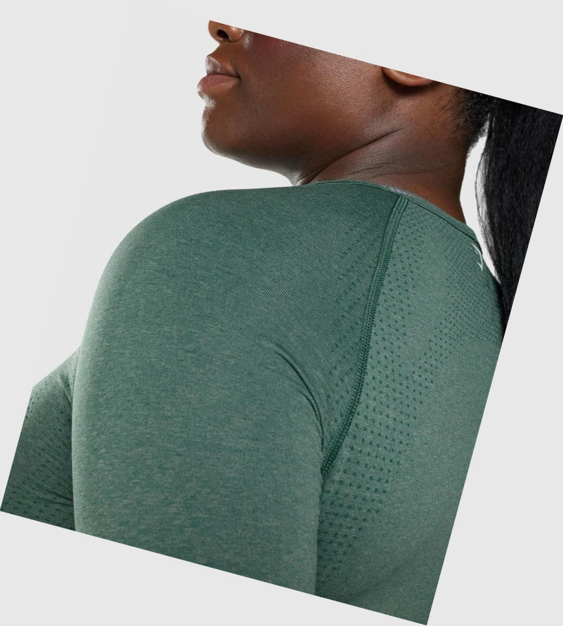 Gymshark Vital Seamless 2.0 Crop Top Naisten Puserot Tummanvihreä | OUVAIL823