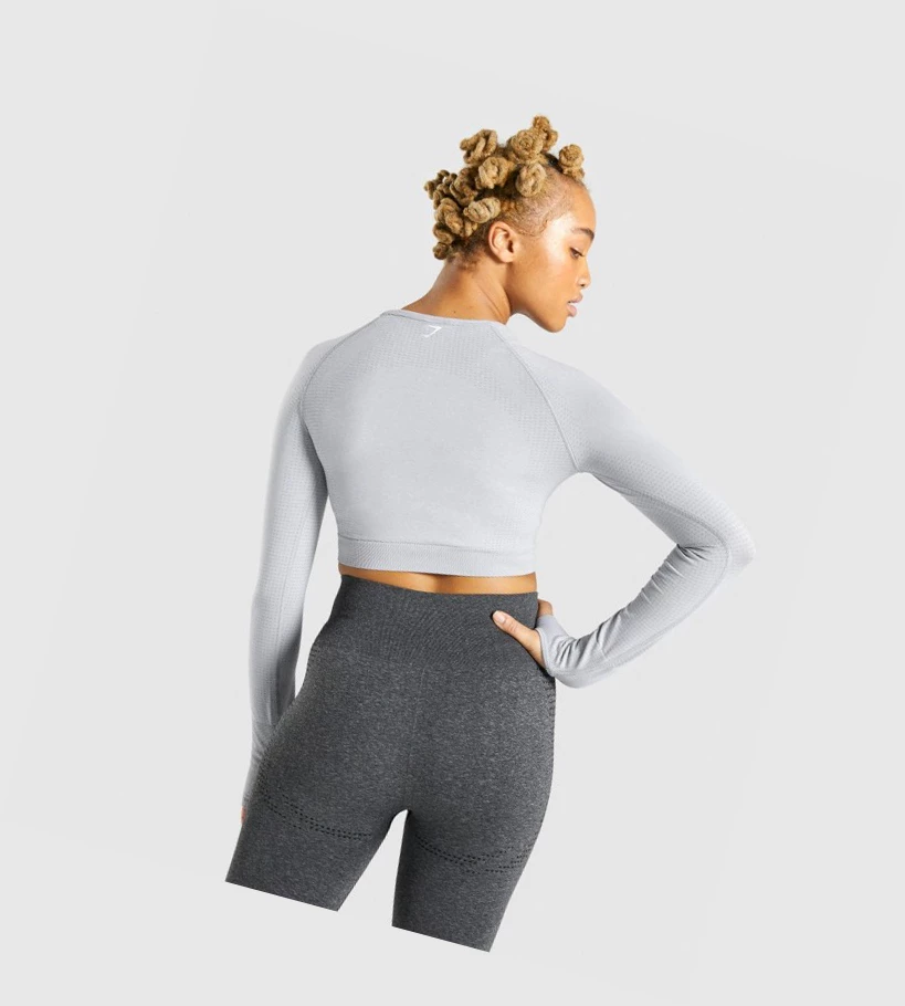 Gymshark Vital Seamless 2.0 Crop Top Naisten T Paidat Vaaleanharmaat | YVCDSF768