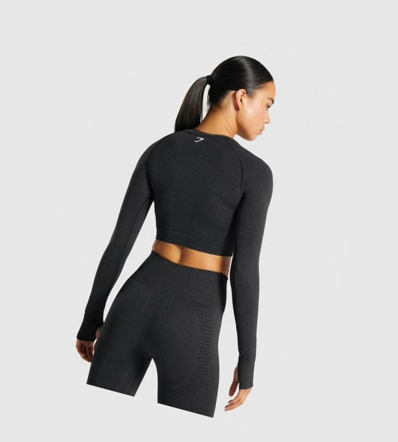 Gymshark Vital Seamless 2.0 Crop Top Naisten Puserot Mustat | YXQFGD736