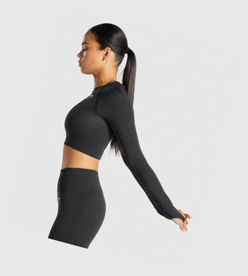 Gymshark Vital Seamless 2.0 Crop Top Naisten Puserot Mustat | YXQFGD736