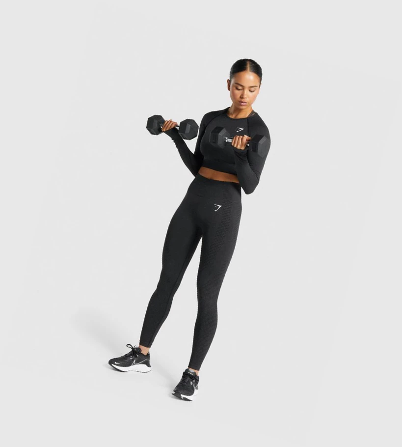Gymshark Vital Seamless 2.0 Crop Top Naisten Puserot Mustat | YXQFGD736