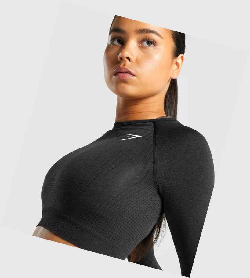 Gymshark Vital Seamless 2.0 Crop Top Naisten Puserot Mustat | YXQFGD736