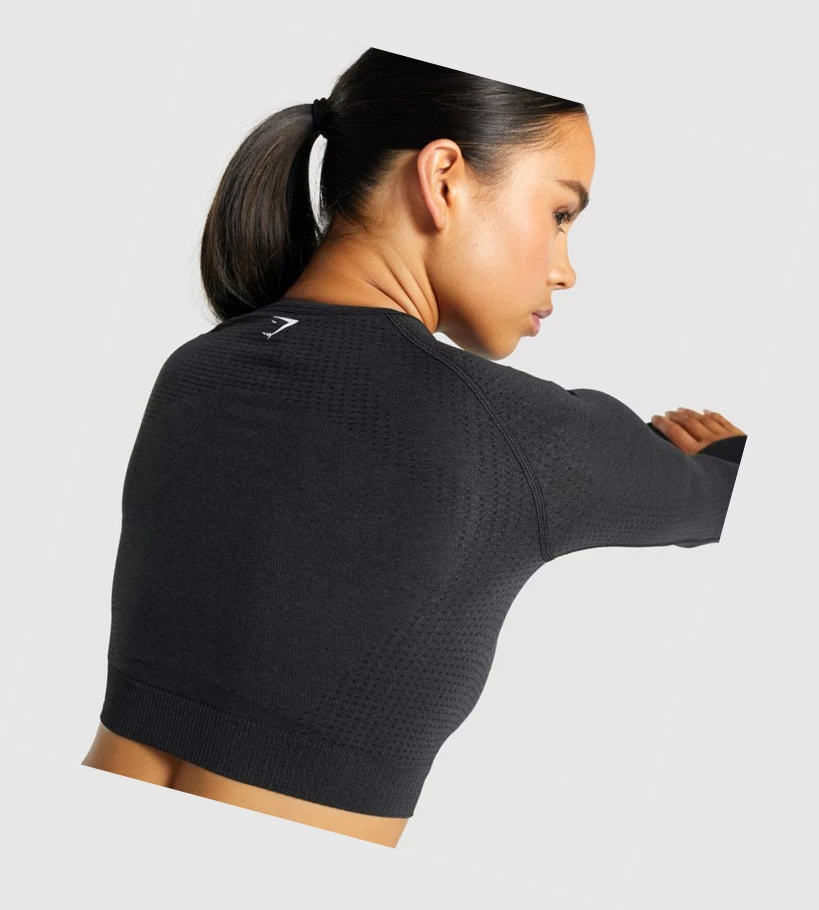 Gymshark Vital Seamless 2.0 Crop Top Naisten Puserot Mustat | YXQFGD736