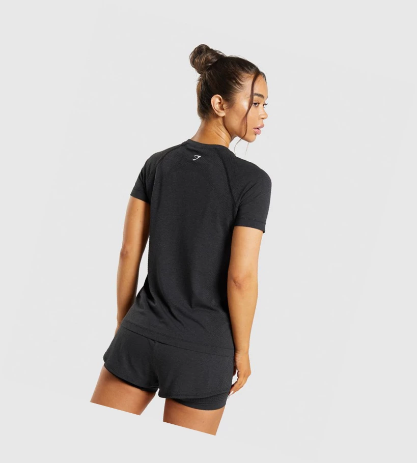 Gymshark Vital Seamless 2.0 Light Naisten T Paidat Mustat | CFRLAO358