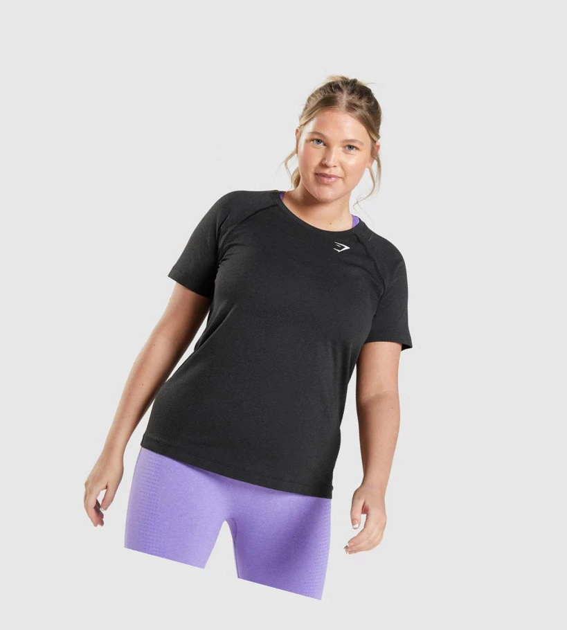 Gymshark Vital Seamless 2.0 Light Naisten T Paidat Mustat | CFRLAO358