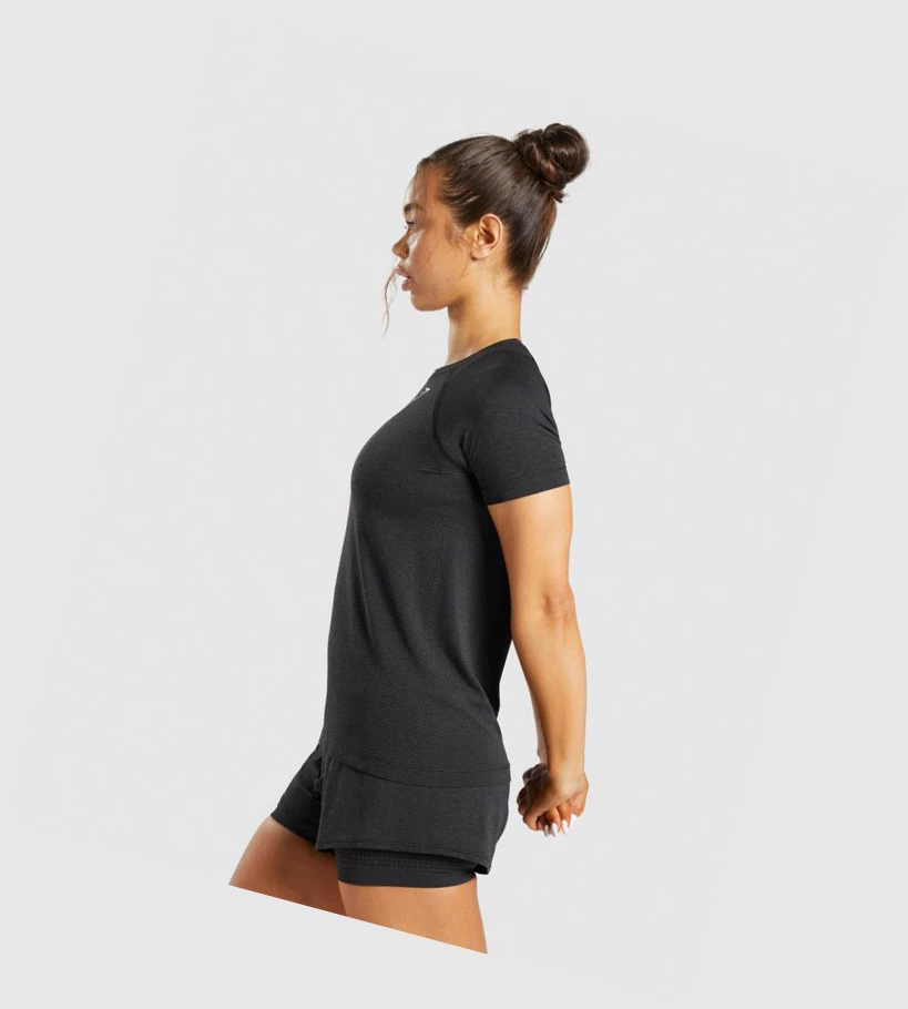Gymshark Vital Seamless 2.0 Light Naisten T Paidat Mustat | CFRLAO358