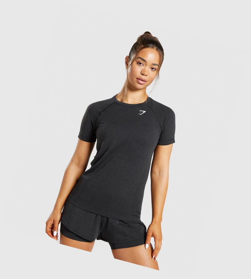 Gymshark Vital Seamless 2.0 Light Naisten T Paidat Mustat | CFRLAO358