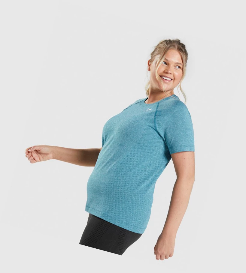 Gymshark Vital Seamless 2.0 Light Naisten T Paidat Turkoosi | FLQNZV106