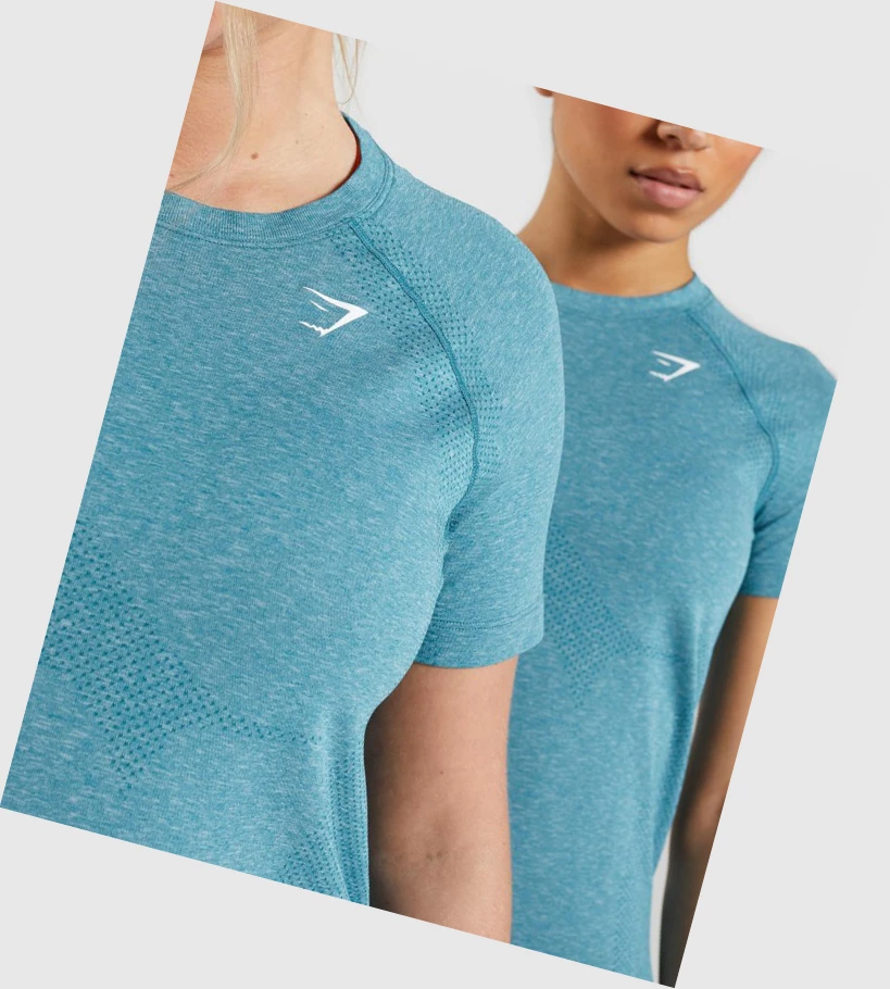 Gymshark Vital Seamless 2.0 Light Naisten T Paidat Turkoosi | FLQNZV106